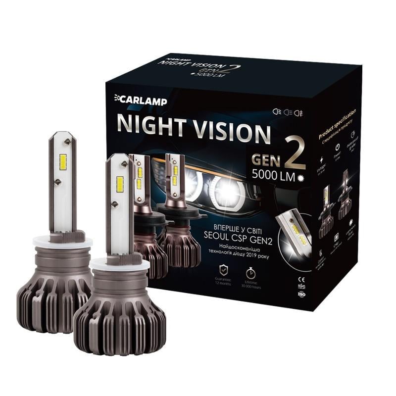 Автолампи світлодіодні Carlamp H27/2 Led Night Vision Gen2 Led 5500 K 5000 Lm (NVGH27/2)