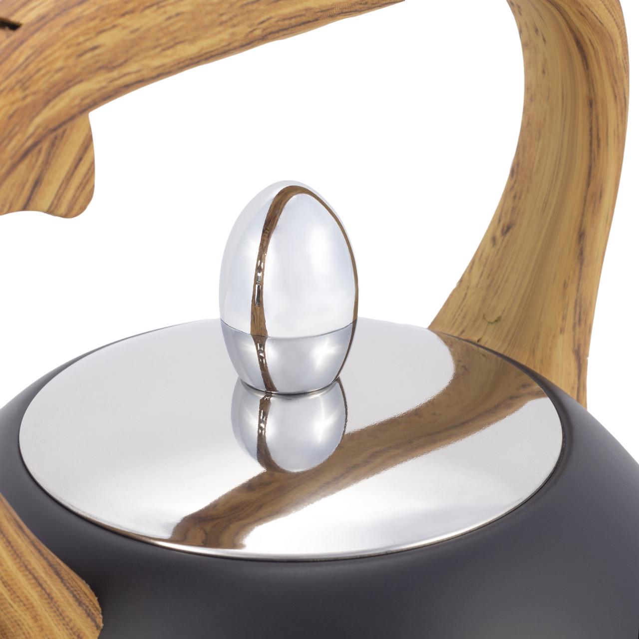 Чайник со свистком Kamille KM-1096 из нержавеющей стали и ручкой с покрытием soft-touch под дерево 2,5 л Черный (150-84-1096) - фото 6 Чайник со свистком Kamille KM-1096 из нержавеющей стали и ручкой с покрытием soft-touch под дерево 2,5 л Черный (150-84-1096) - фото 6