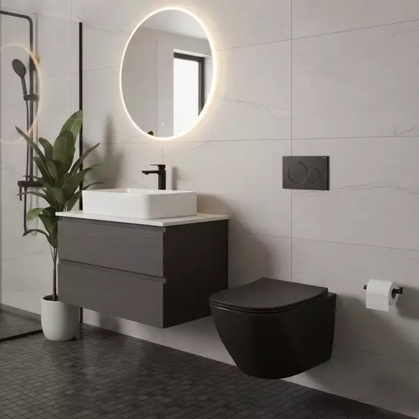 Унитаз подвесной Simas Juniper JU18/F85/JU004 безобедочный с сиденьем Soft Close турбозмил Vertigo Черный матовый (35476183)
