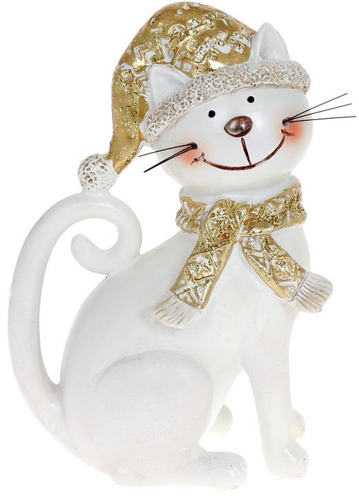 Статуэтка котик в шапке 10,5х6,5х16 см Белый