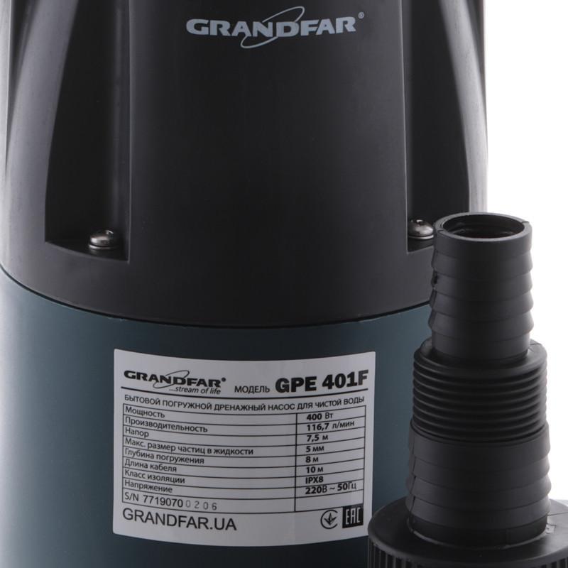 Насос для чистої води дренажний GRANDFAR GPE401F (GF1090) - фото 4