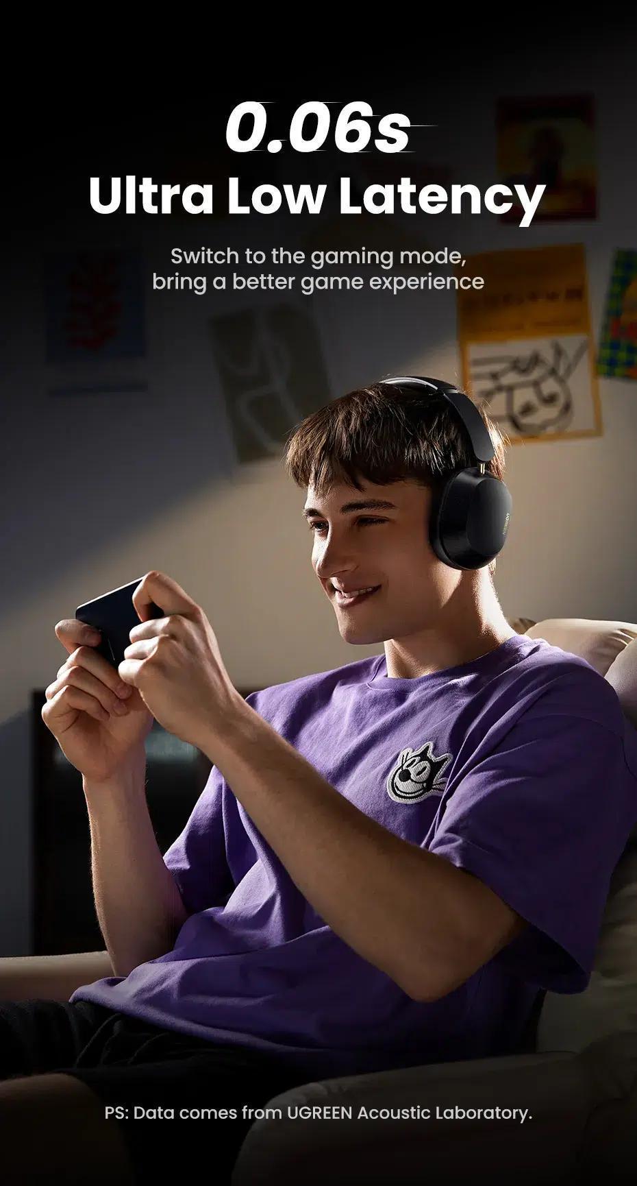 Навушники бездротові UGREEN HiTune Max5C Bluetooth 5.4 ANC 43 дБ Hi-Res Audio LDAC 75 год Чорний (35757) - фото 4 Навушники бездротові UGREEN HiTune Max5C Bluetooth 5.4 ANC 43 дБ Hi-Res Audio LDAC 75 год Чорний (35757) - фото 4