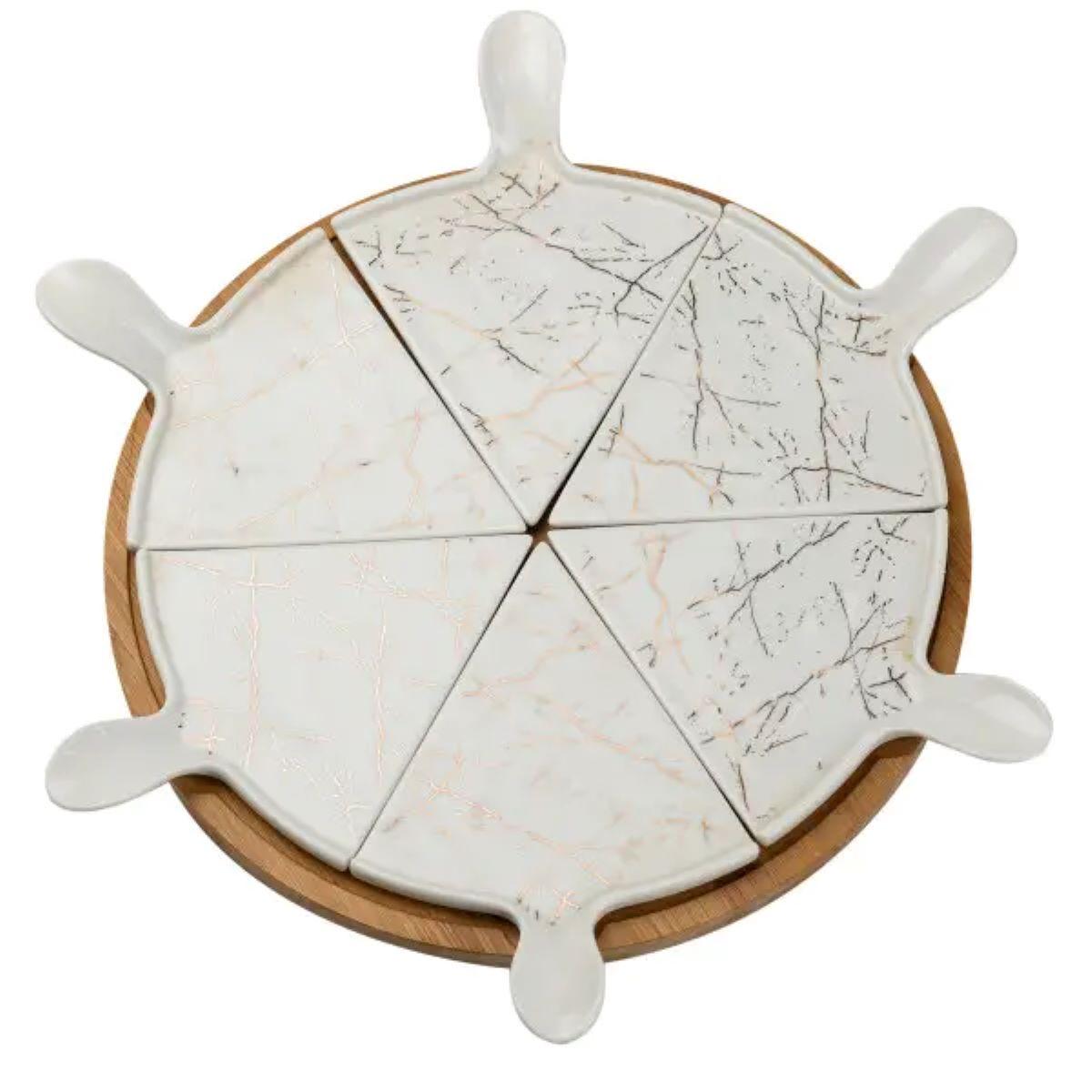 Тарілка для піци HP1213 керамічна з підставкою що обертається 28 см (A-032744)