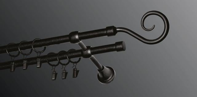 Карниз для шторы Plastidea Гак металлический двойной с прищепками D 16/16 мм 180 см Черный бархат