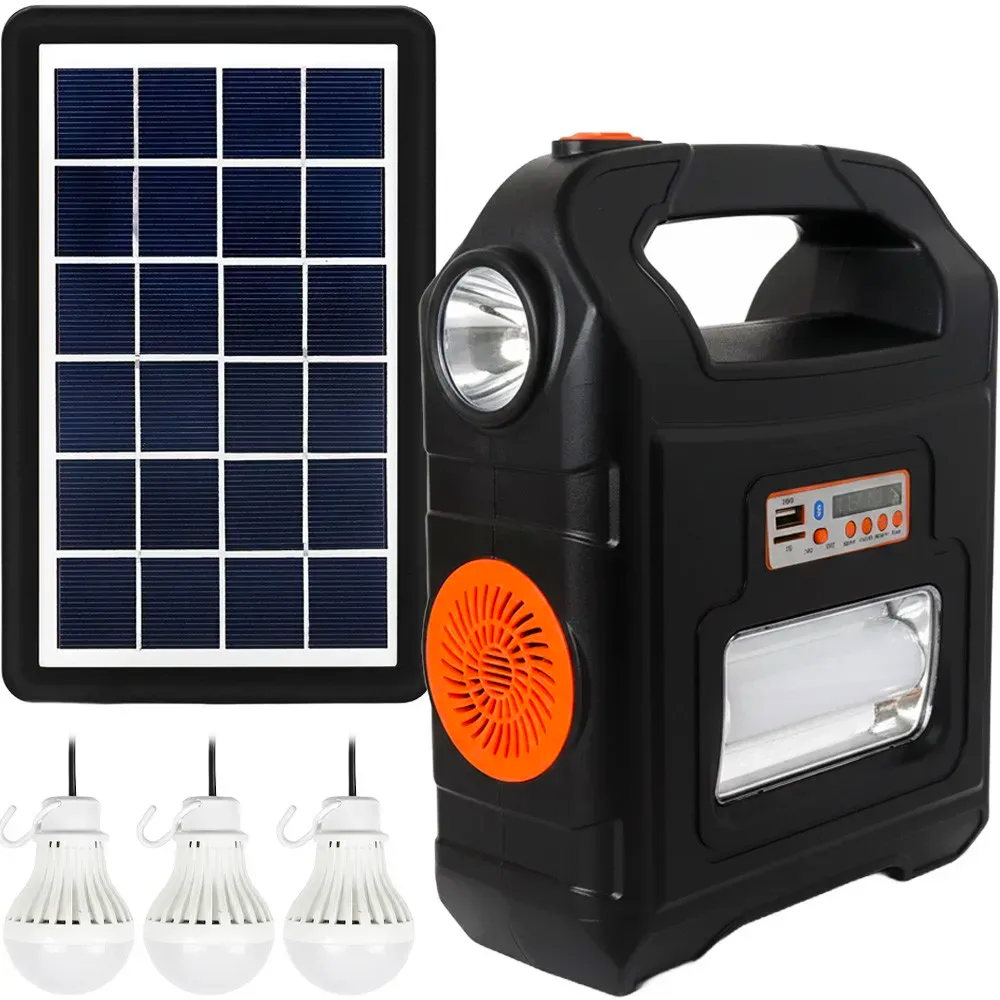 Фонарь RT-910BT с солнечной панелью 9000MAh Bluetooth и 3 лампочками с повербанком (234582370)