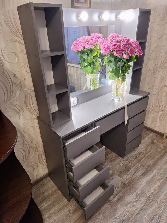 Туалетний столик New and Classic із підсвічуванням 1600х1200х400 мм Антрацит - фото 3