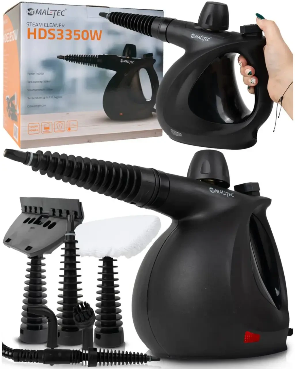 Пароочиститель Maltec с насадками 1050 Вт 350 мл (2762552243) - фото 8 Пароочиститель Maltec с насадками 1050 Вт 350 мл (2762552243) - фото 8