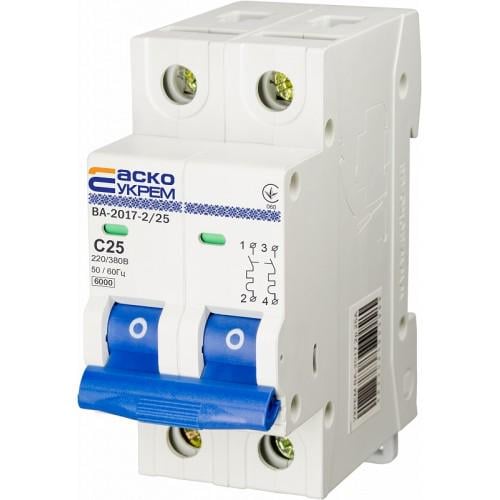Автоматический выключатель Аско-Укрем ВА-2017/С 2р 25А (A0010210067)