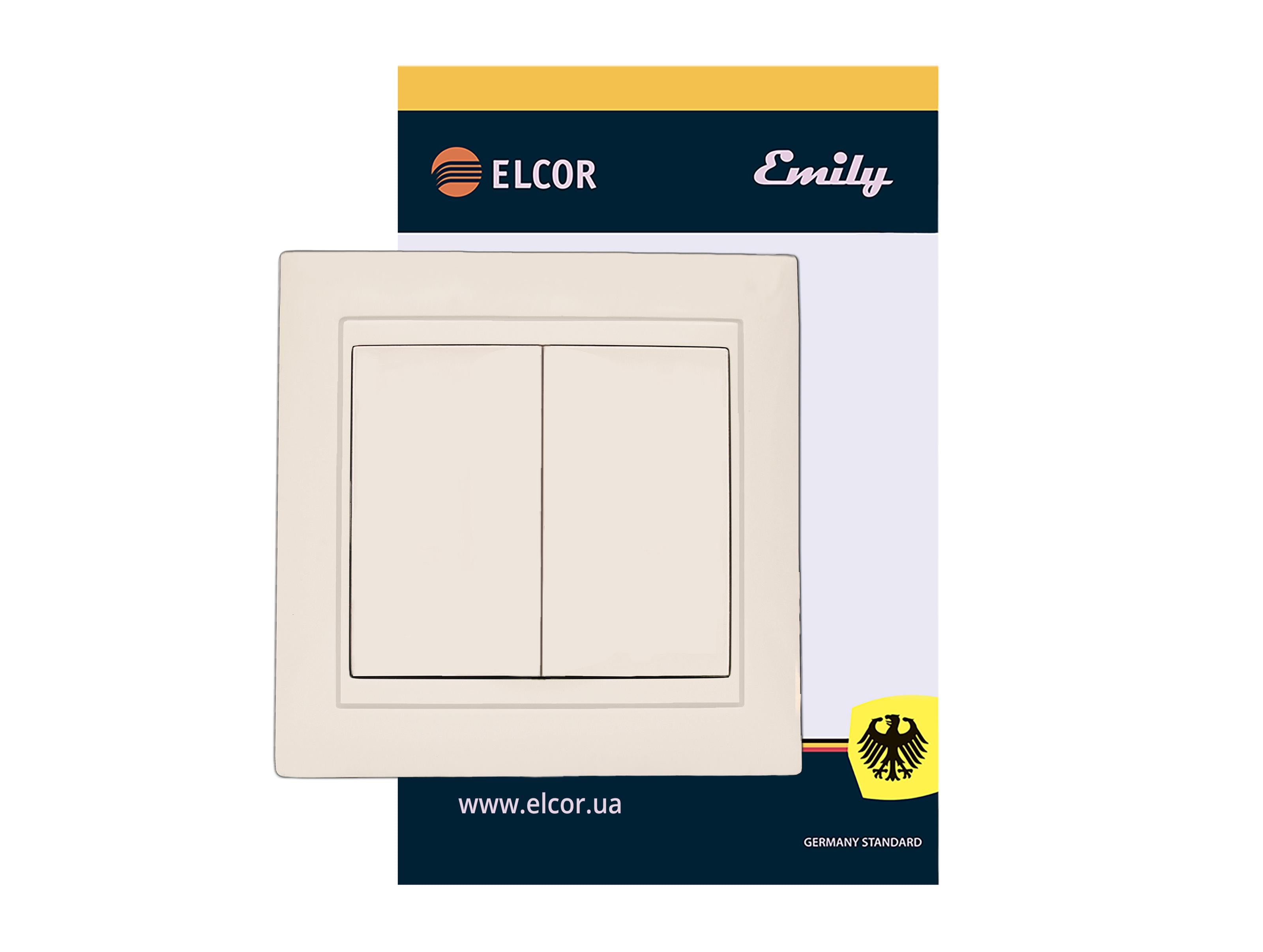 Вимикач двоклавішний Elcor Emily 9215 Кремовий (211550)