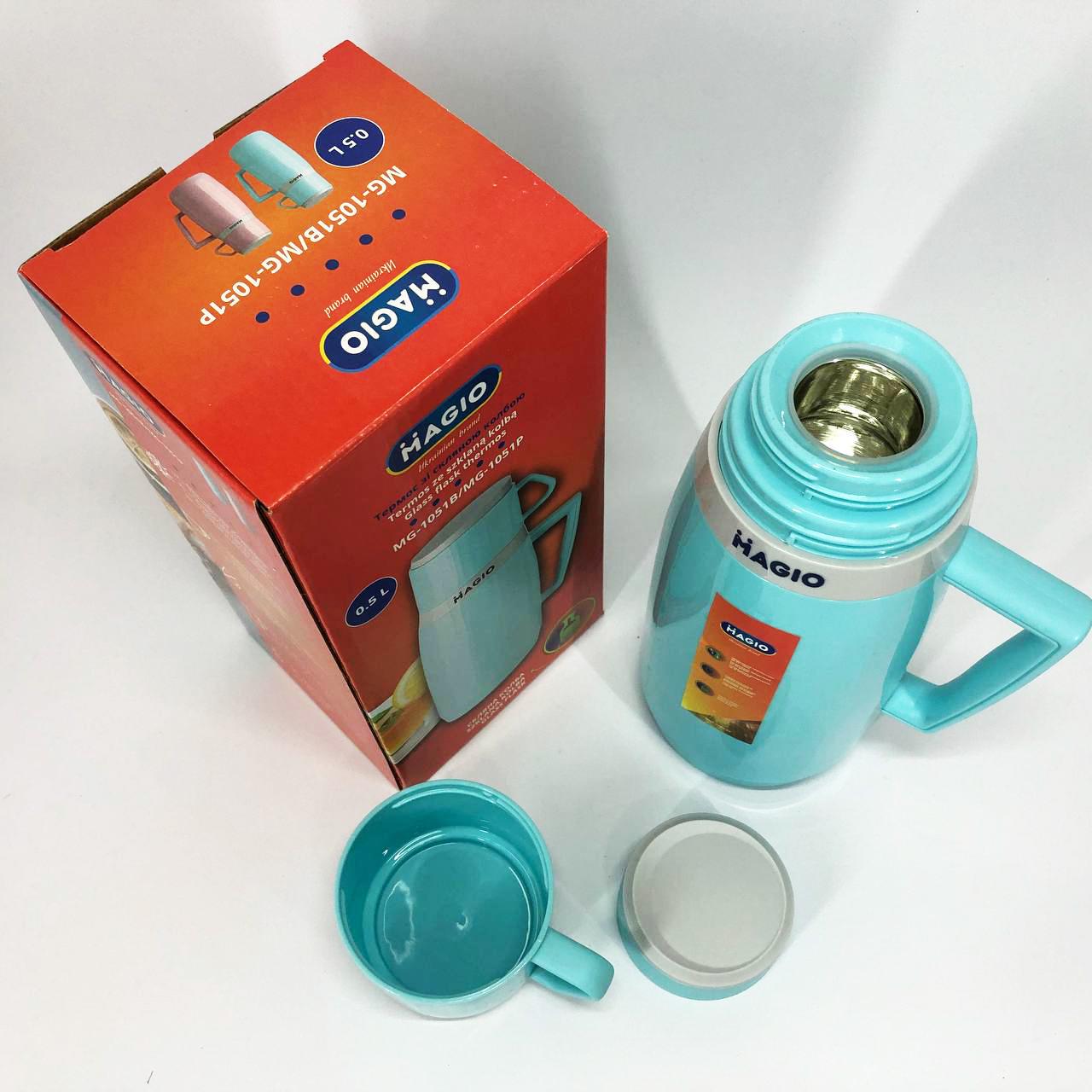 Термос Magio MG-1051B зі скляною колбою Блакитний - фото 5 Термос Magio MG-1051B зі скляною колбою Блакитний - фото 5