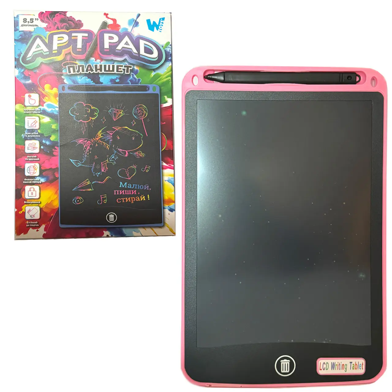 Доска-планшет детская WToys LCD для рисования и записей 87166 Розовый (2685766220)