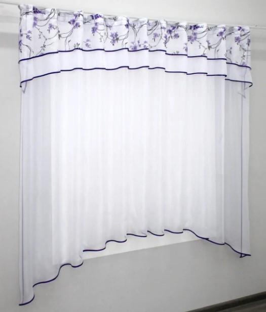 Гардина арка на кухню шифон/батіст 280х170 см Фіолетовий/Білий (036к) - фото 4