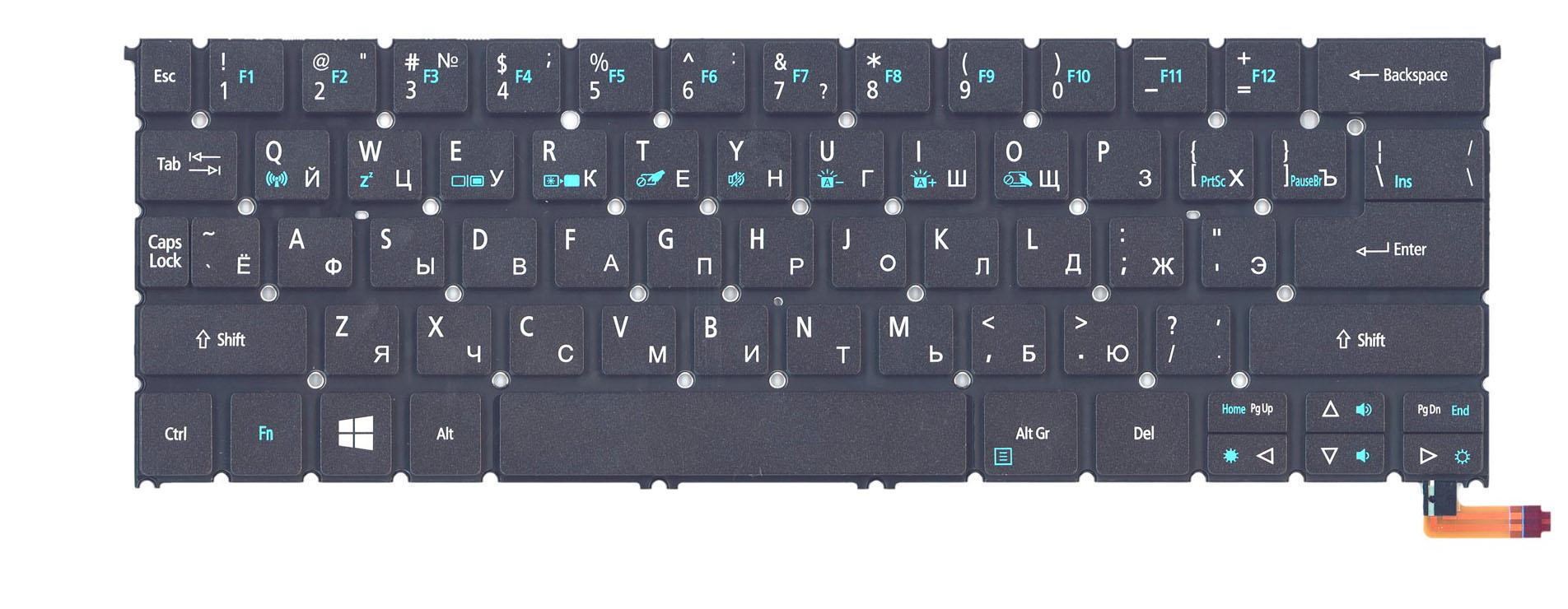 Клавиатура для ноутбука Acer Aspire R13 Black с подсветкой Light No Frame
