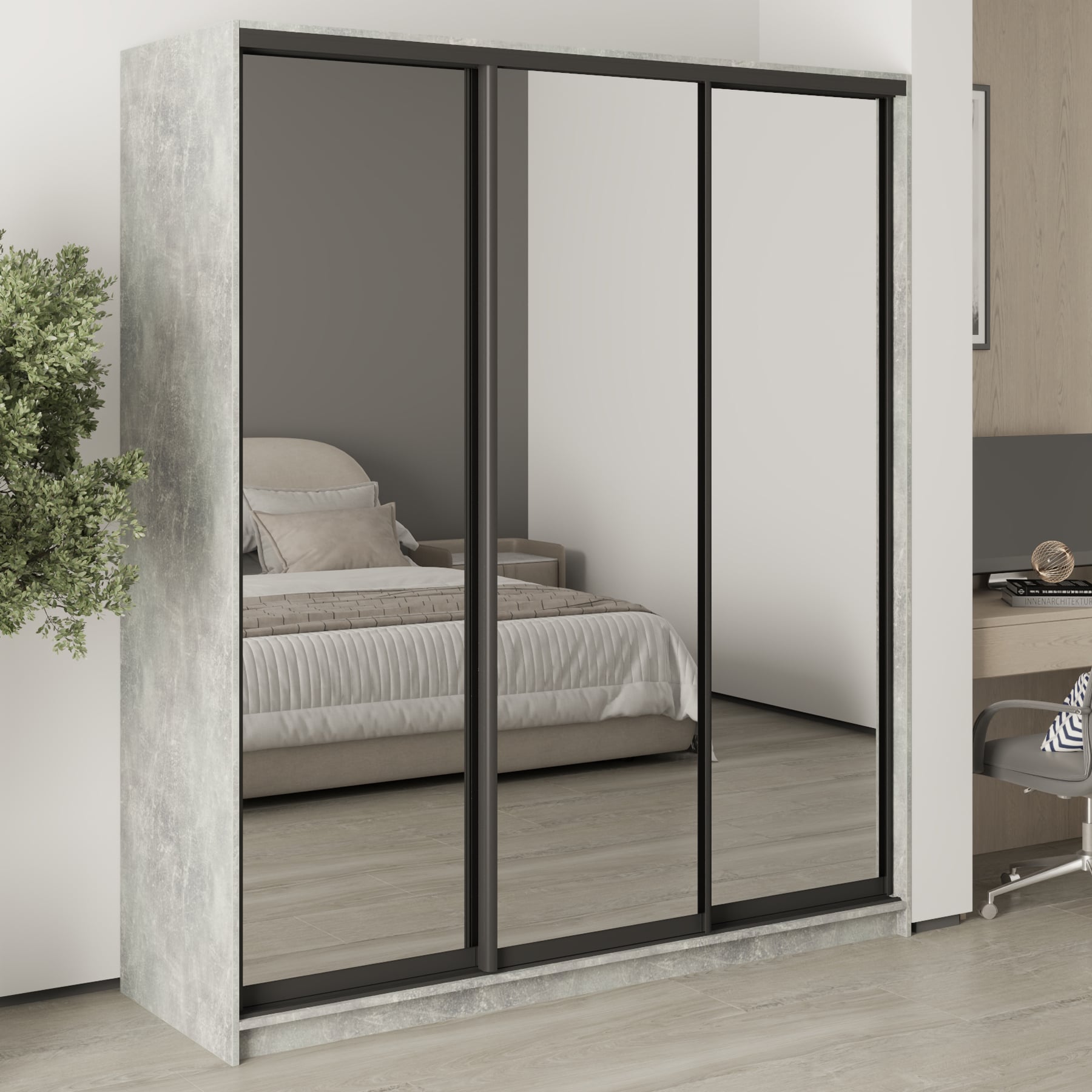 Шкаф-купе трехдверный Mebel Star Комбо BG MBS-9318 180х60х210 см Бетон (1009307) Шкаф-купе трехдверный Mebel Star Комбо BG MBS-9318 180х60х210 см Бетон (1009307)