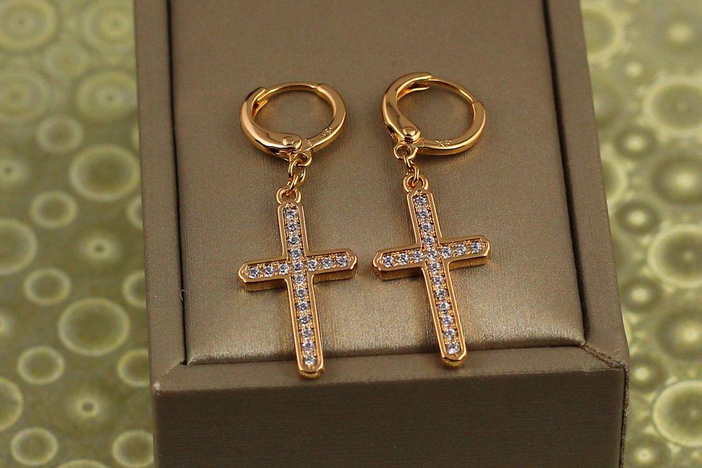 Сережки підвіски Xuping Jewelry Хрестики народжених сяйво 3,8 см Золотистий (28529550)