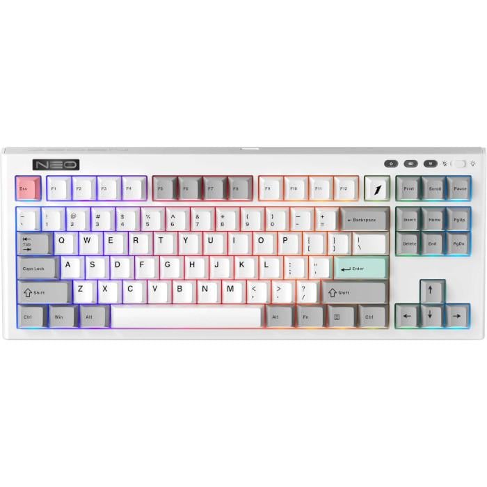 Клавіатура бездротова механічна 1stPlayer NEO87 Wireless Frostwave 88 клавіш BSUN Lavender RGB White (NEO87-FW-TLD)