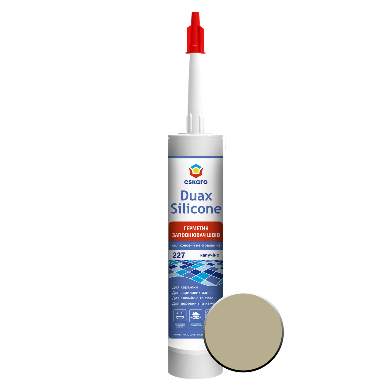 Герметик заполнитель швов Eskaro Duax Silicone №227 силиконовый нейтральный 300 мл Капучино (3163764118)