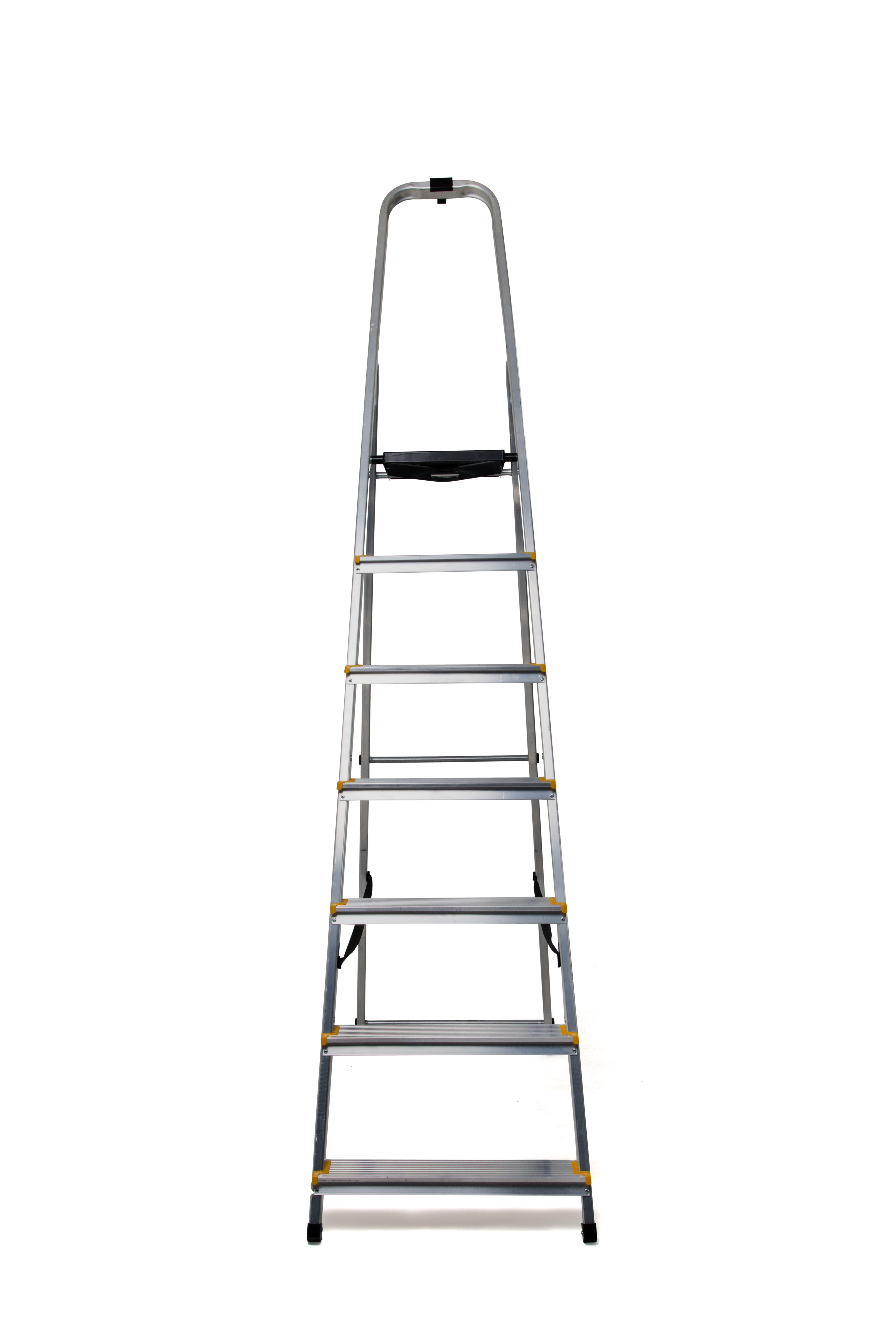 Драбина алюмінієва Skladcom на 7 сходинок 150 кг 215 см з поличкою для інструментів - фото 3