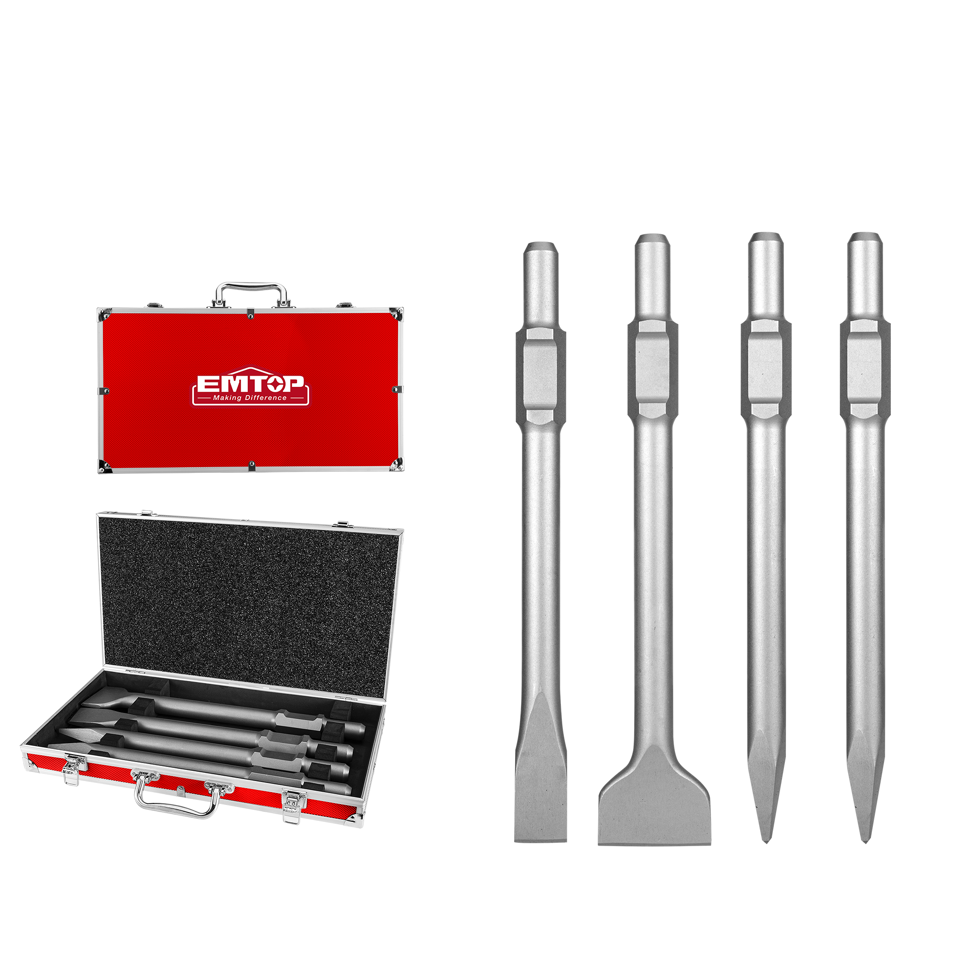 Набор зубил EMTOP ECHS0304375 SDS Hex 4 шт.