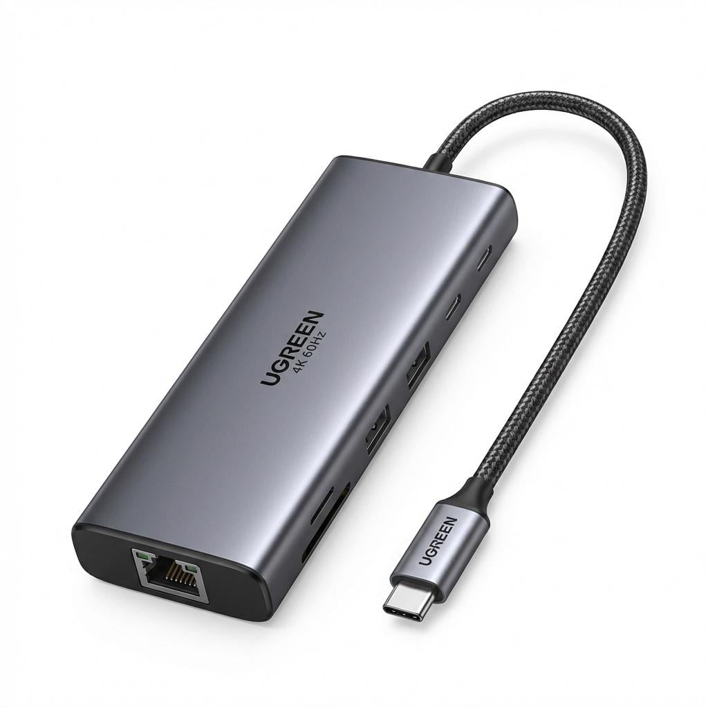 Хаб USB-C Ugreen CM639 11в1/HDMI 4K/PD 100 Вт Серый (45520)