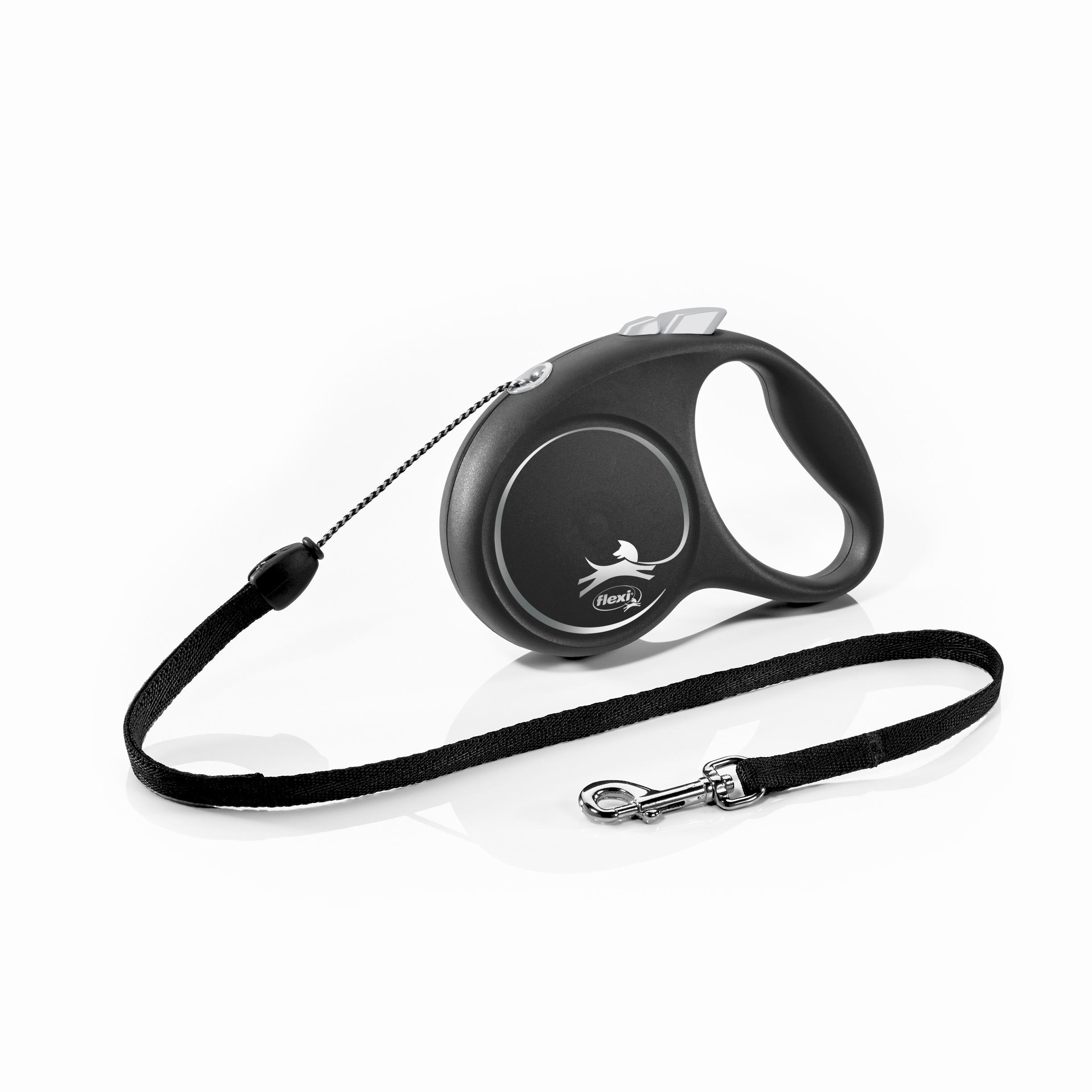 Поводок-рулетка Flexi с тросом Black Design S 5 м 12 кг Черный