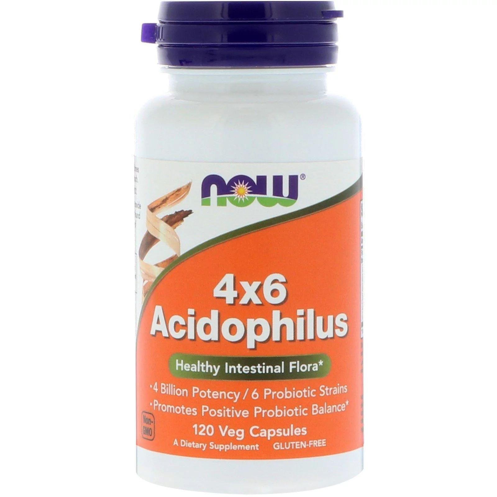 Пробіотик NOW 4X6 Acidophilus 120 вег. капс.