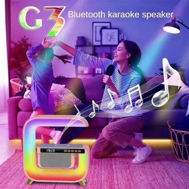 Ночник аккумуляторный RGB G3 с беспроводной зарядкой 15W и Bluetooth колонкой 3W - фото 6