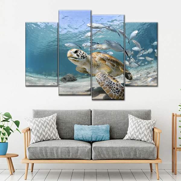 Модульная картина KIL Art Подводный океан из четырех частей 89x56 см (M4_M_51)