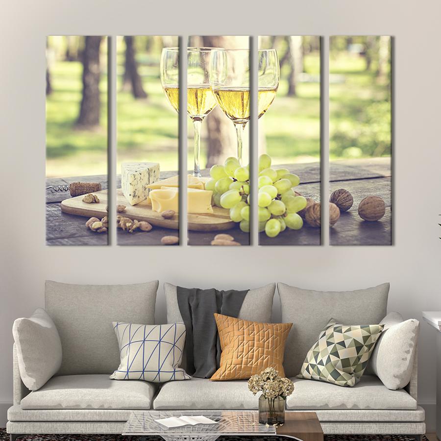 Картина модульна з 5 частин Сонячне біле вино 87x50 см (298-51)