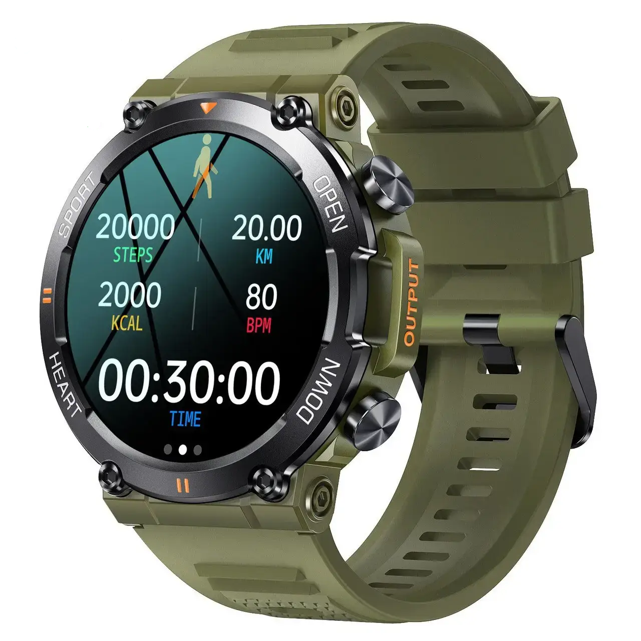 Смарт-часы военные Mevaden Hunter Army 1,39" Bluetooth 5.0/звонки Зеленый