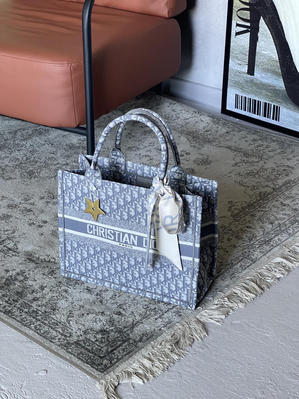 Сумка шоппер текстиль Dior Large size Светло-серый (2716427265)