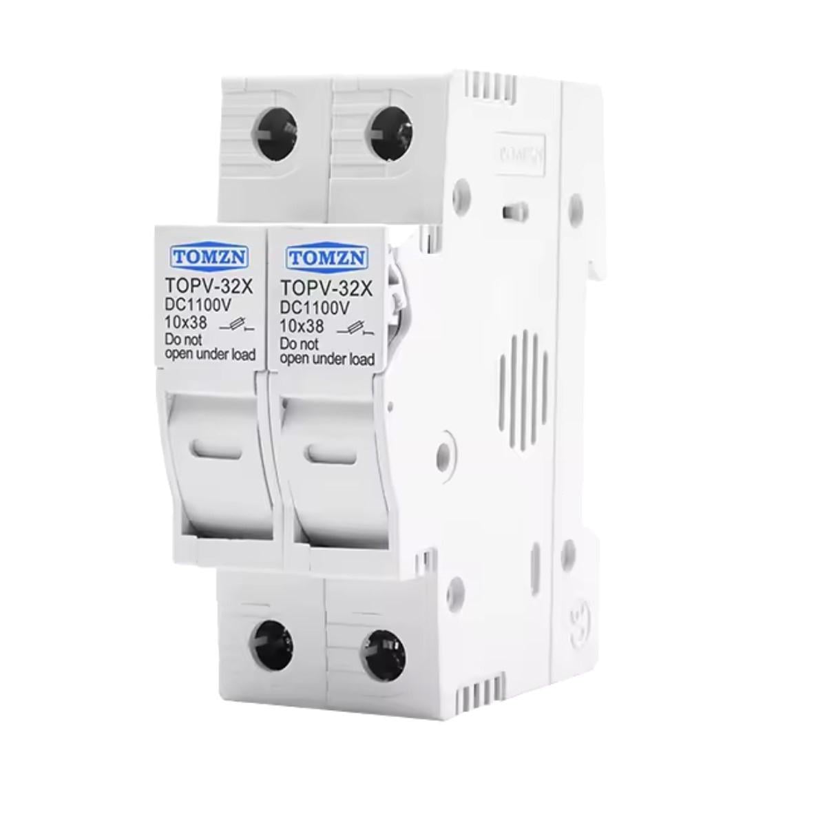 Держатель предохранителей TOMZN 2Р DC 1100 V для солнечных панелей 10х38 мм