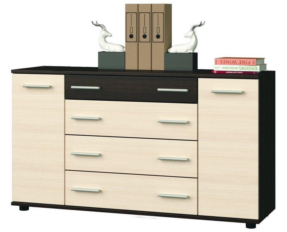 Комод Эверест К-4 1300х380х730 мм Венге/Дуб молочный (ЕВ20262)