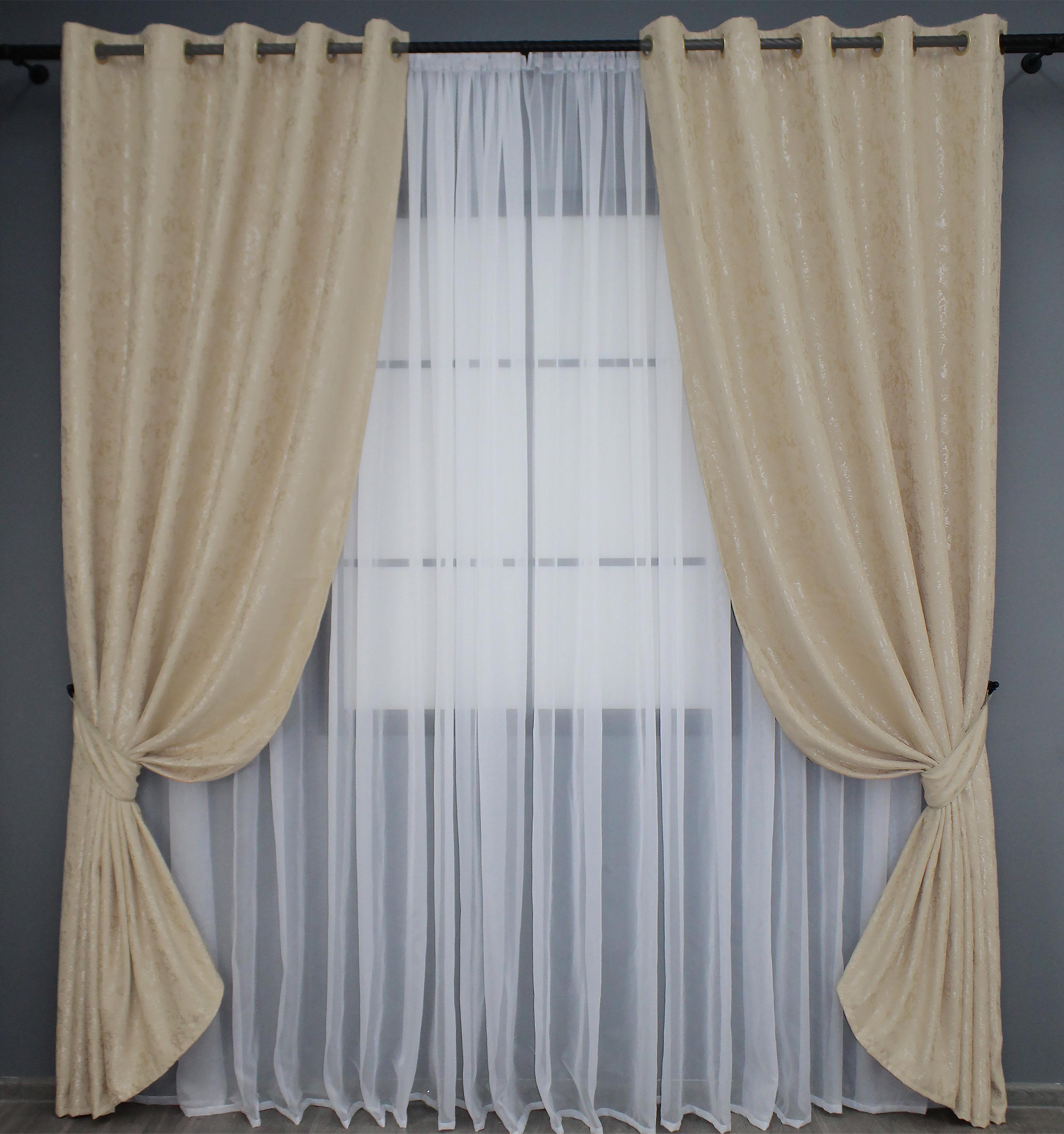 Комплект штор на люверсах VR-Textil мрамор Pavliani № 1170ш лен 150х250 см 2 шт. Бежевый (37-0048) Комплект штор на люверсах VR-Textil мрамор Pavliani № 1170ш лен 150х250 см 2 шт. Бежевый (37-0048)