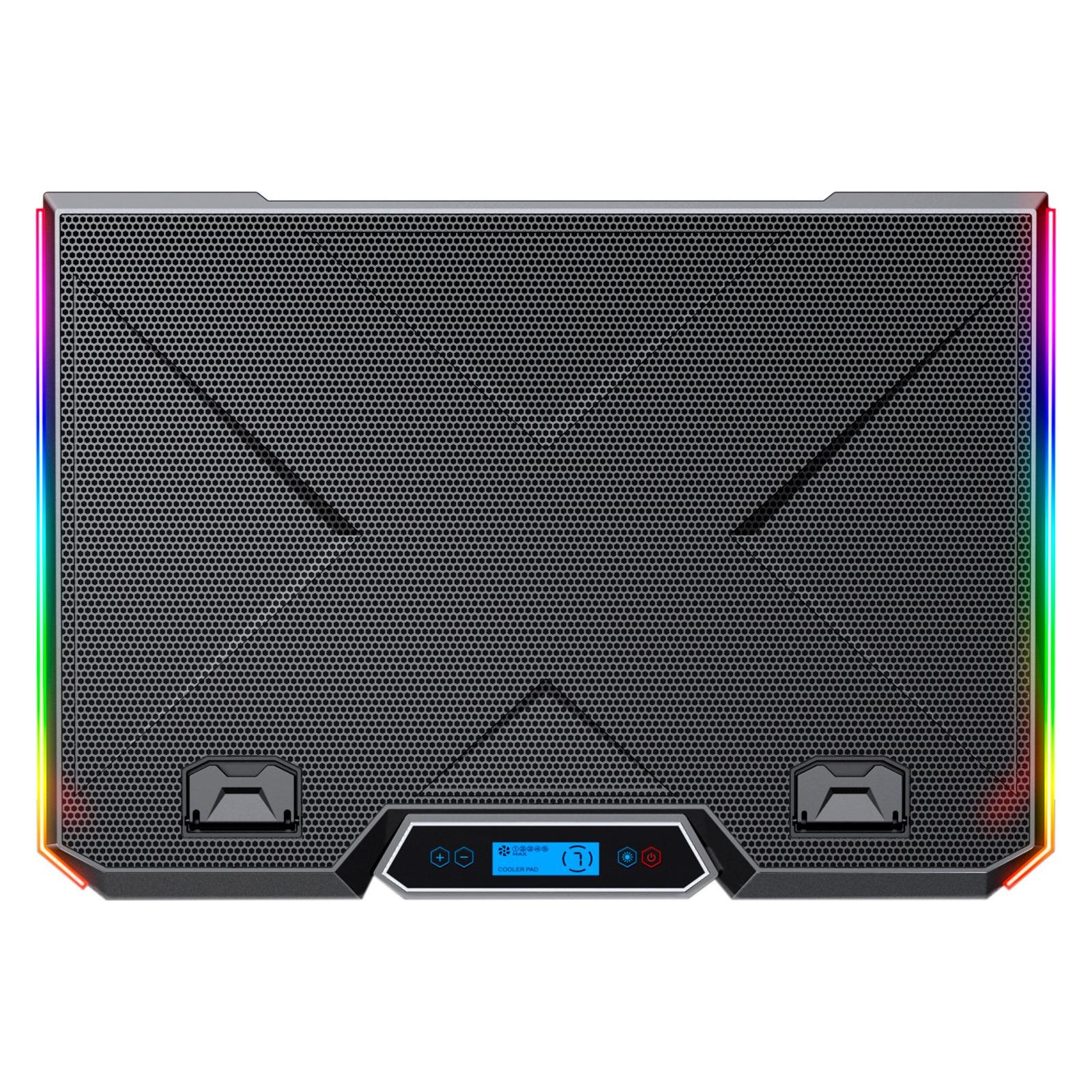 Підставка для ноутбука регульована GamePro CP890 6 вентиляторів USB-хаб RGB Чорний (628242) - фото 2