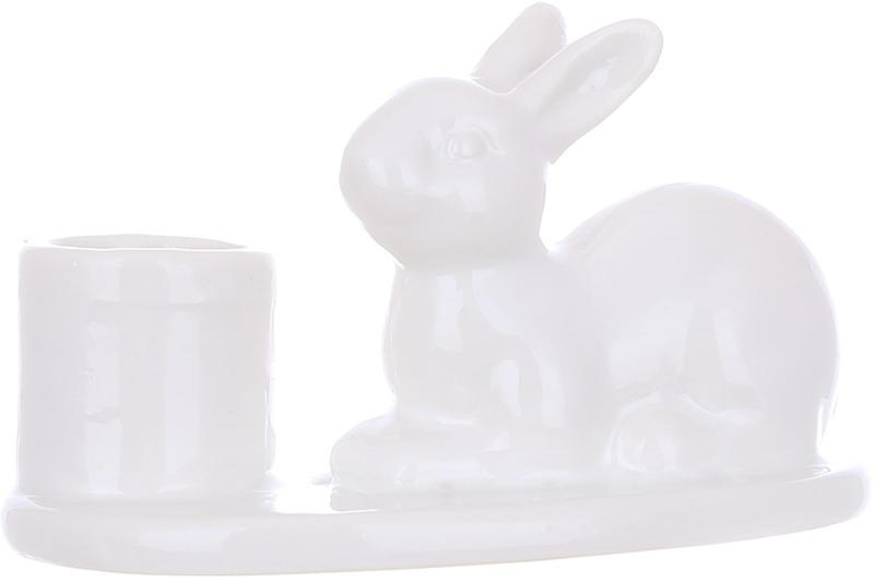 Подсвечник керамический Кролик 10х6,5х6,5 см Белый Подсвечник керамический Кролик 10х6,5х6,5 см Белый