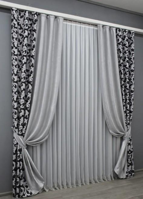 Шторы блекаут 1,5х2,7 м 2 шт. Черный/Серый (014дк/043шА-157ш) - фото 5 Шторы блекаут 1,5х2,7 м 2 шт. Черный/Серый (014дк/043шА-157ш) - фото 5