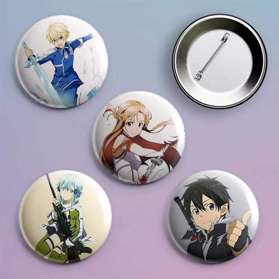 Значки на рюкзак з принтом аніме Майстра меча онлайн Конно Юкі 4 шт.
