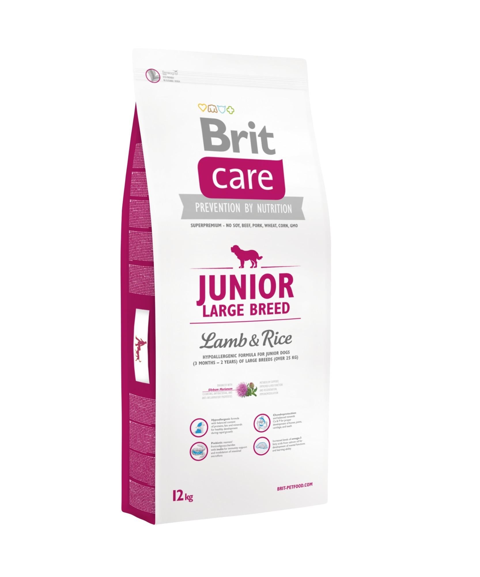Сухой корм для собак крупных пород Brit Care Large Breed Junior Lamb & Rice с ягненком и рисом 12 кг (8595602509836)