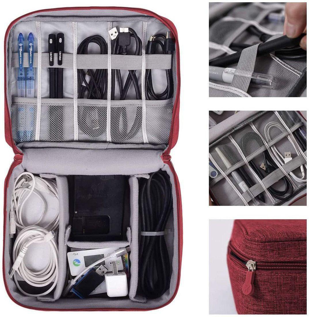 Дорожный органайзер для кабелей и зарядных устройств 24,5х18х10 см Красный (ОД-110-1) - фото 7