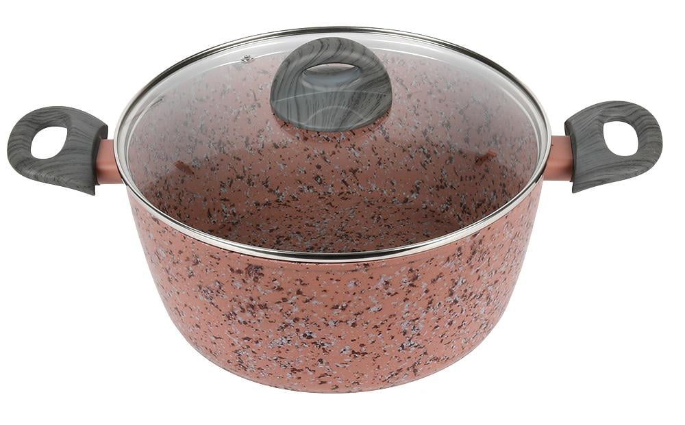 Каструля з кришкою Granite 6,3 л 28 см лита з індукційним дном Red (30907)
