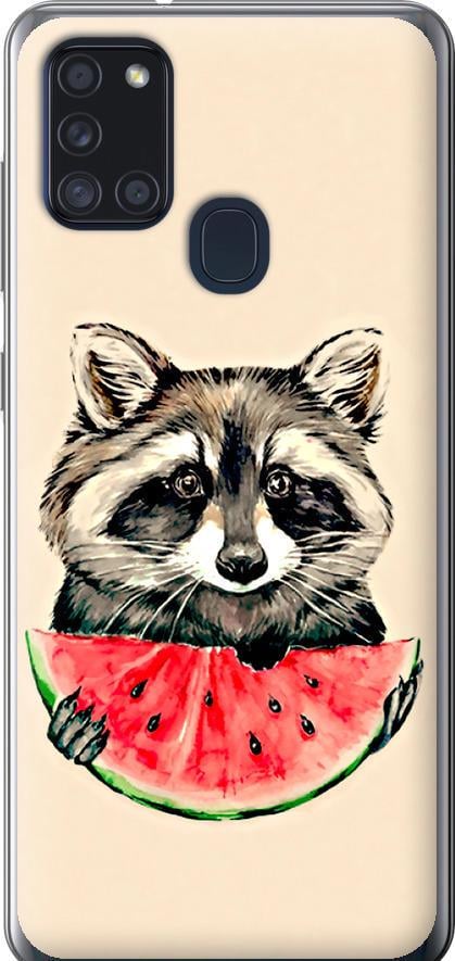 Чехол на Samsung Galaxy A21s A217F Енотик с арбузом (4605t-1943-42517)