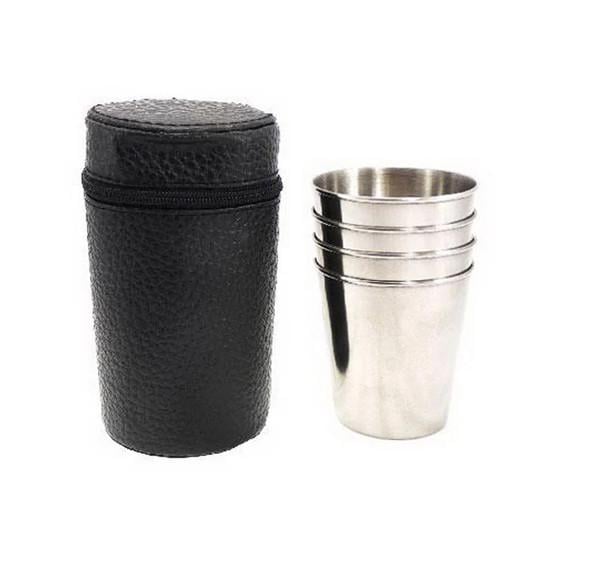 Склянки з нержавіючої сталі у чохлі 4 шт. 180 мл