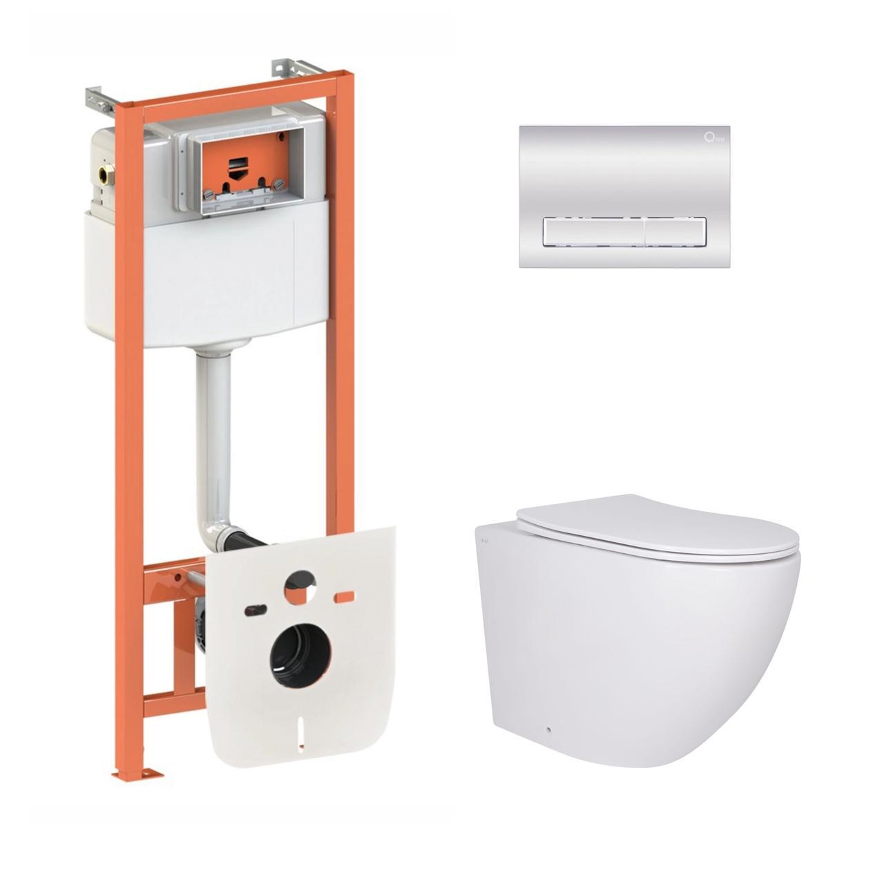 Інсталяція для ванної кімнати Qtap Nest 4в1 підвісний унітаз Robin лінійна клавіша Chrome (2611547203)