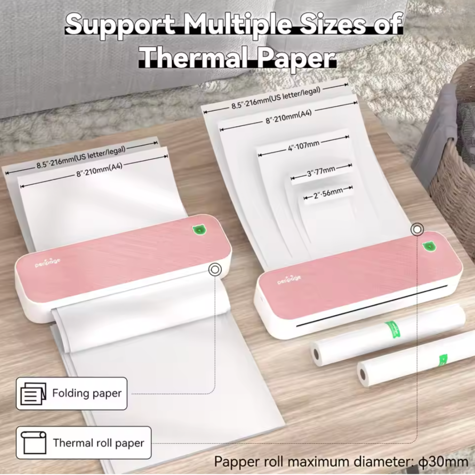 Термопринтер портативный беспроводной PeriPage A40 чехол/2 рулона термо бумаги/5 листов бумаги для трансфера тату Pink (GS-262) - фото 5 Термопринтер портативный беспроводной PeriPage A40 чехол/2 рулона термо бумаги/5 листов бумаги для трансфера тату Pink (GS-262) - фото 5