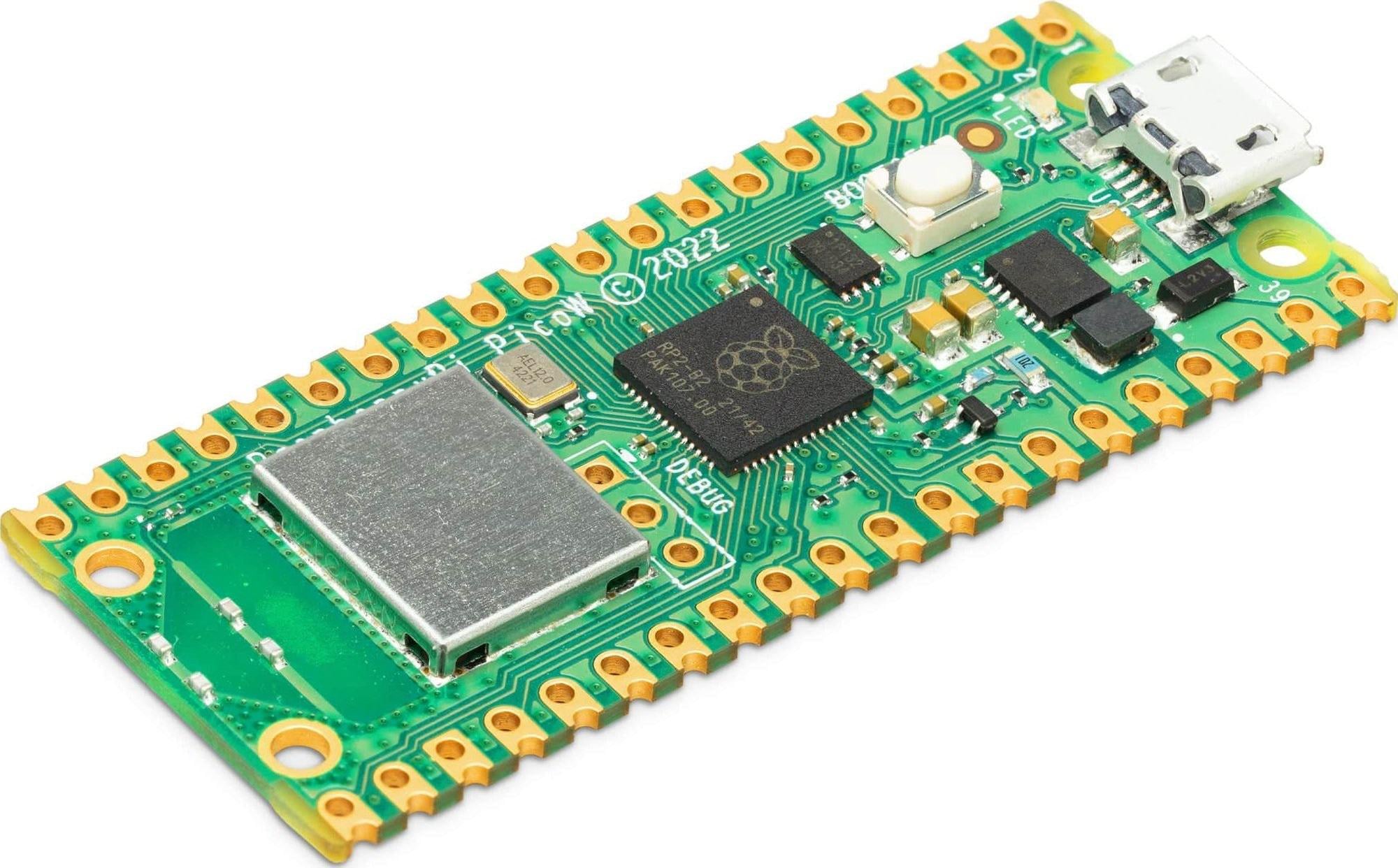 Плата розробки Raspberry Pi Pico W 2MB RP2040 133MHz+CYW434 2,4GHz Wi-Fi підтримка MicroPython/C++ для IoT/DIY/Arduino (00-00028066)
