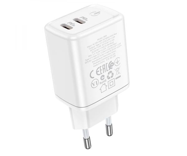 Устройство зарядное сетевое Borofone BN9 Reacher Type-C QC 3.0 PD 35W White - фото 3