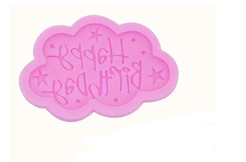 Молд силиконовый для дня рождения в виде облака Розовый (SAM-09154)