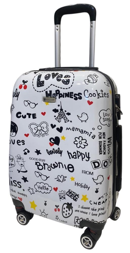 Чемодан маленький Worldline AIRTEX 809/love поликарбонат 55х39х20 см Разноцветный
