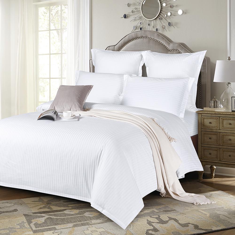 Комплект постельного белья Love You SW01 Белый семейный страйп-сатин (33065)